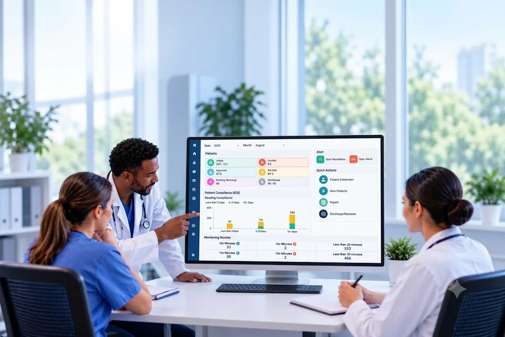 A clinical team reviews a flexible care coordination workflow.