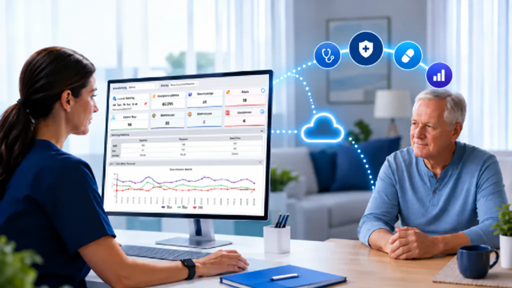 A care team reviews remote patient monitoring data to support earlier clinical intervention.